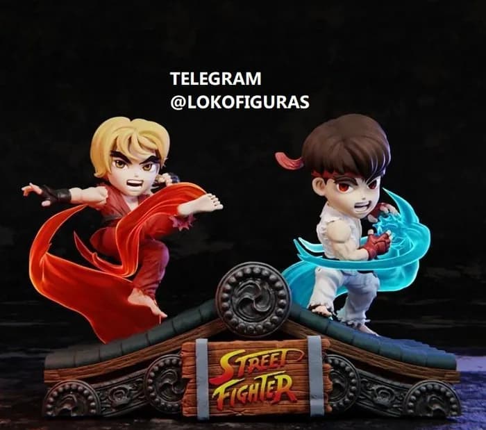 STL - ryu ken chibi diorama @lokofiguras