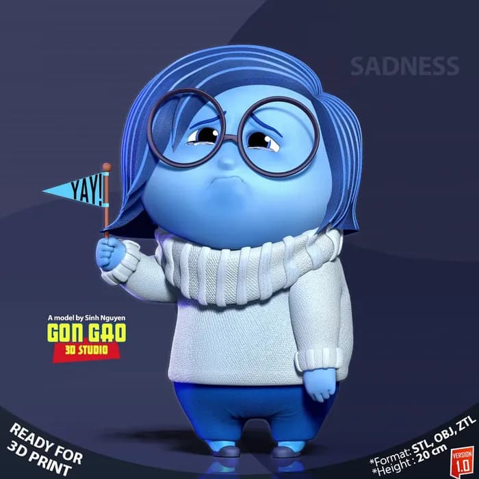 STL - sadness inside out 2 render 2