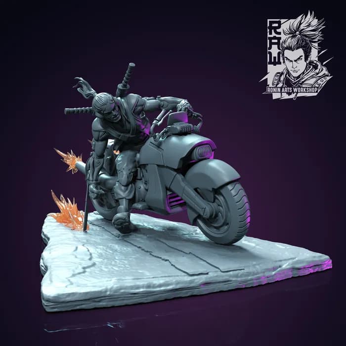STL - Samurái Cyberpunk en Moto
