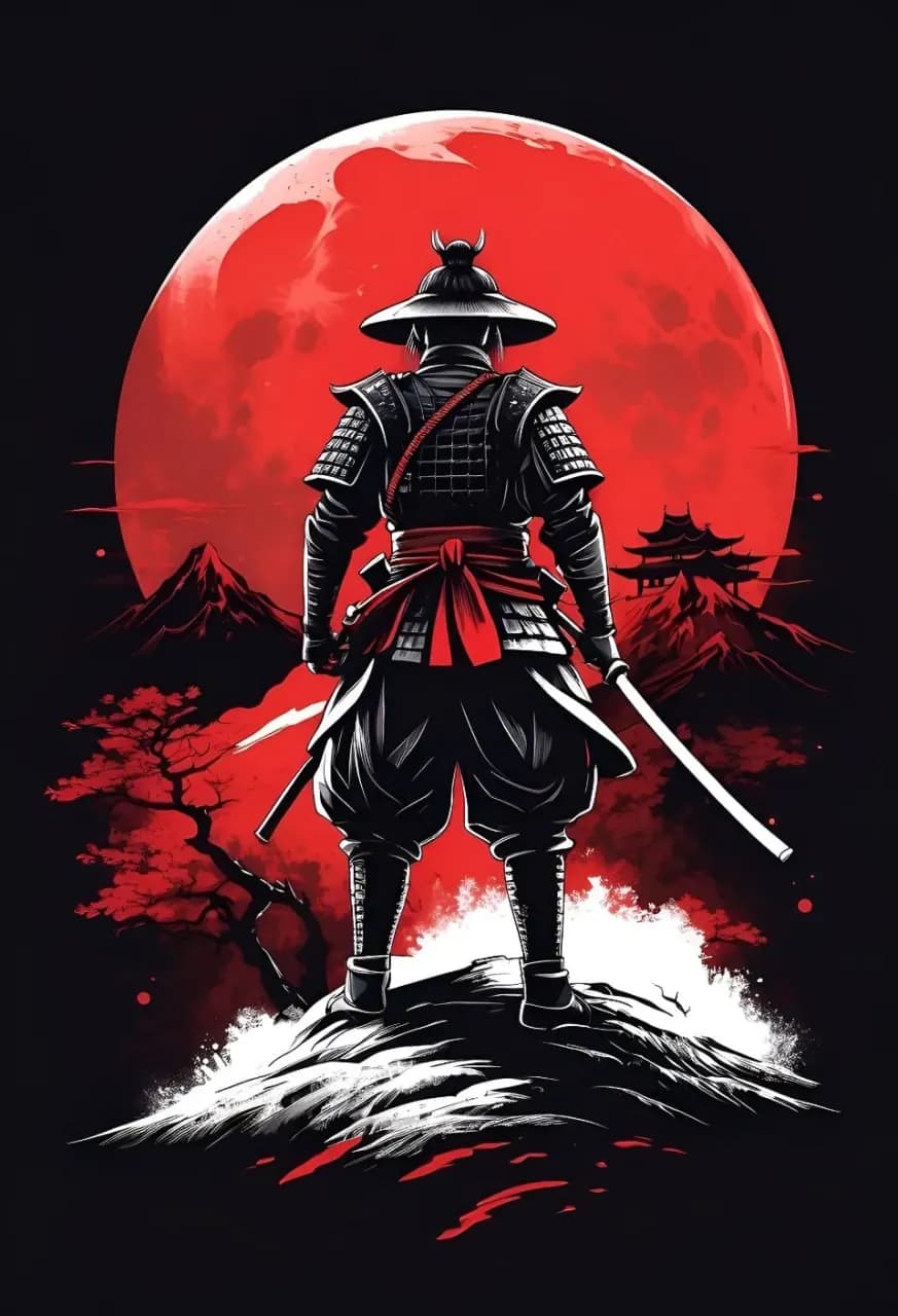 STL - Samurái bajo la luna roja