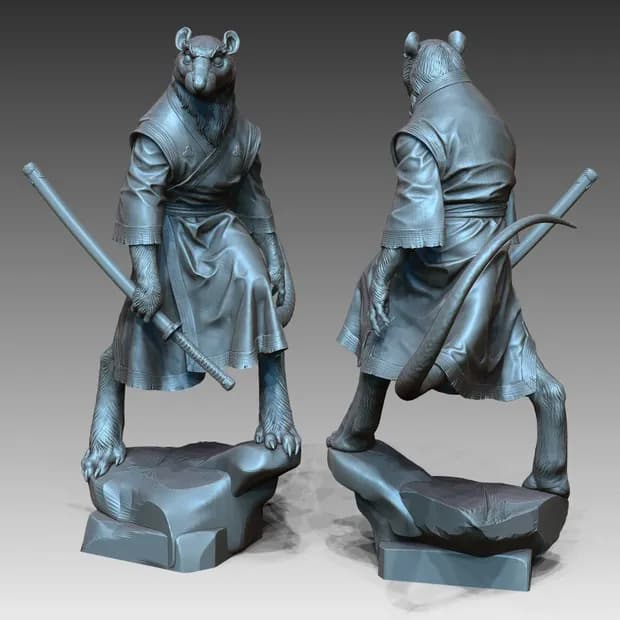 STL - Samurai conejo estilizado render 2