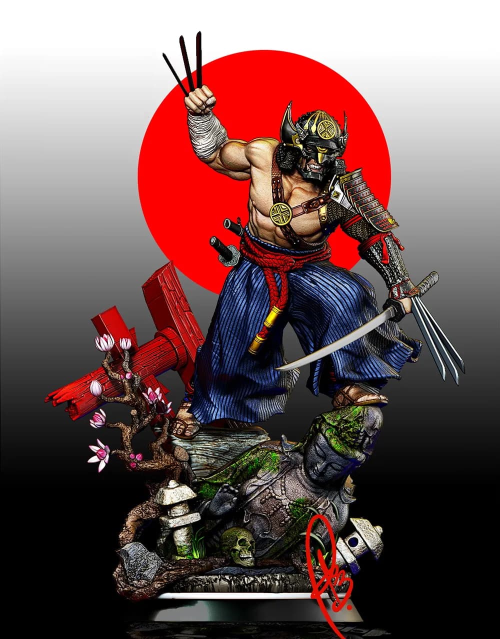 STL - Samurái Wolverine render 2