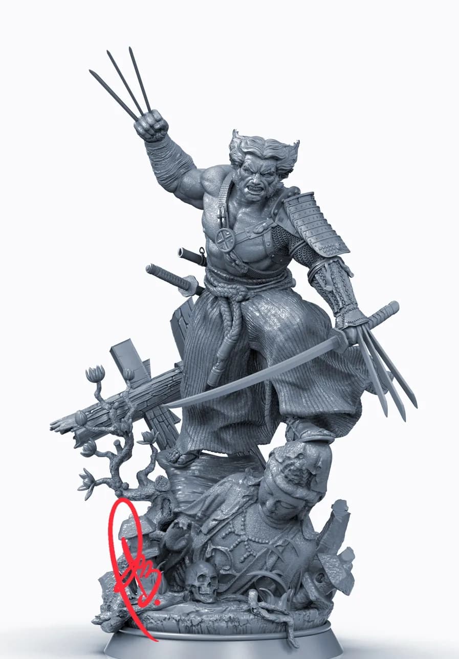 STL - Samurái Wolverine render 3
