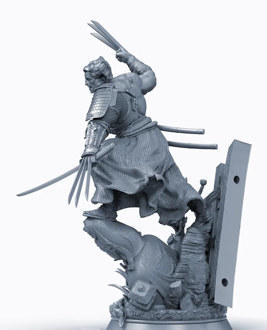 STL - Samurái Wolverine render 4