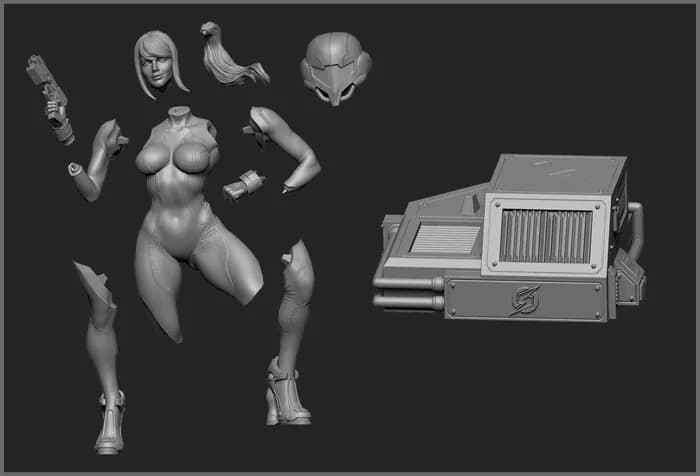 STL - Samus Zero Suit figura render 2