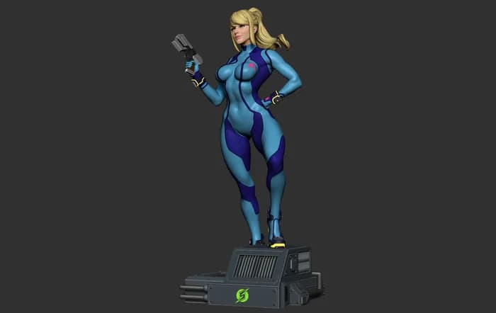 STL - Samus Zero Suit figura render 4