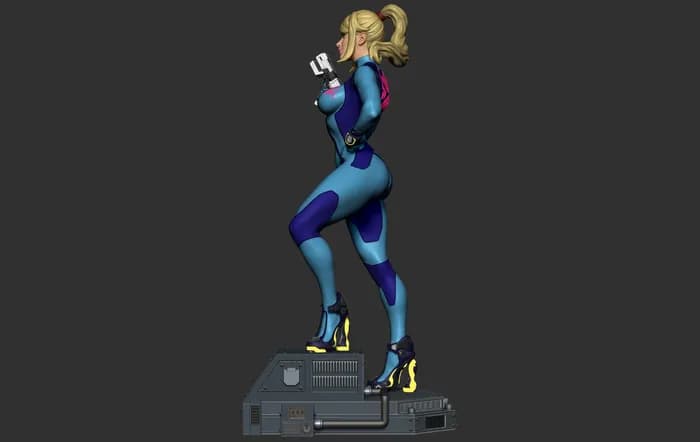 STL - Samus Zero Suit figura render 5