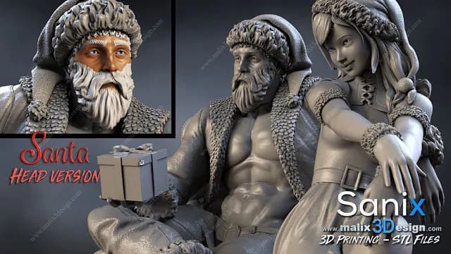 STL - Santa Claus y Duende Navideño render 2