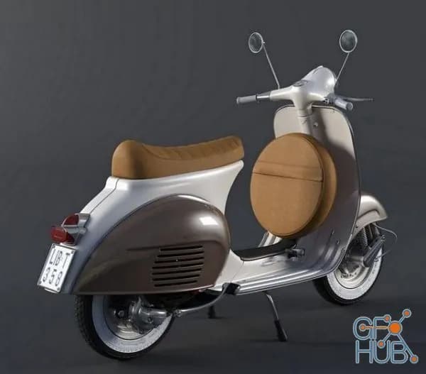 STL - Scooter Vespa Cafe Racer render 2