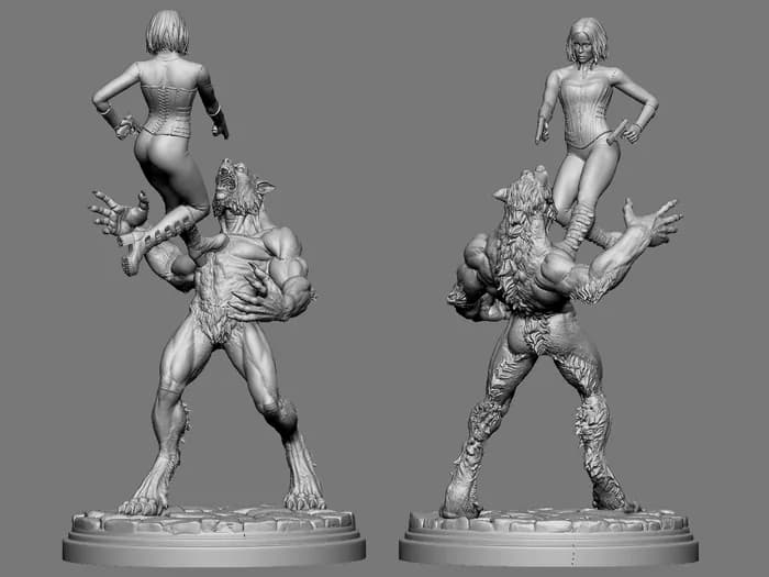 STL - Selene contra Licántropo render 2