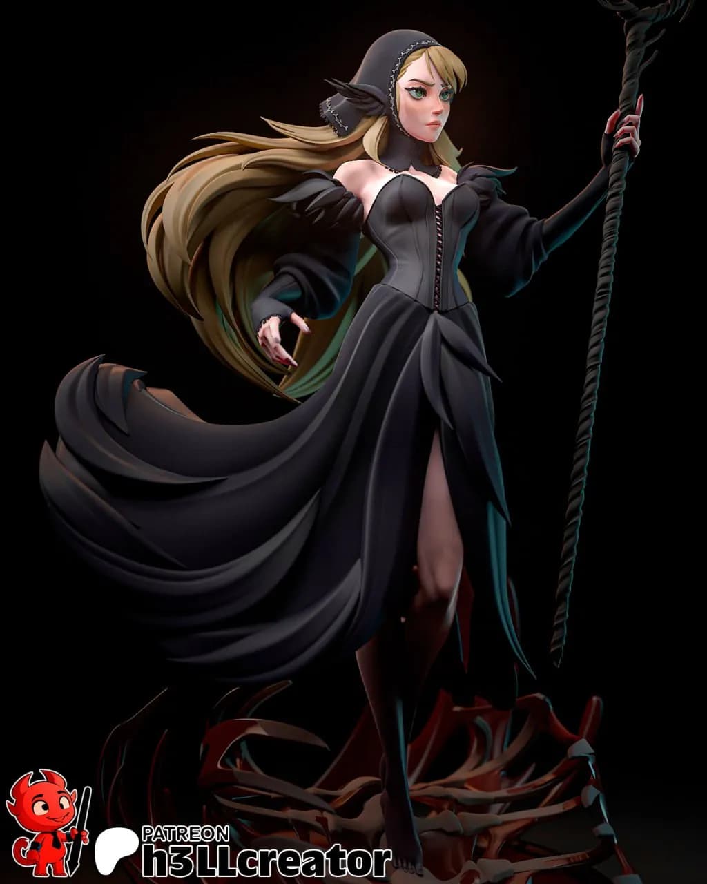 STL - Dark Lady with Staff