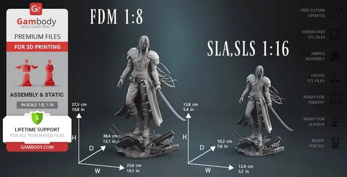 STL - Sephiroth, el guerrero alado render 4