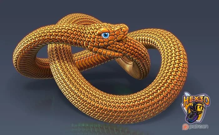 STL - Serpiente dorada enroscada
