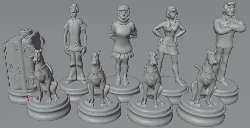 STL - Set de ajedrez Scooby Doo render 2