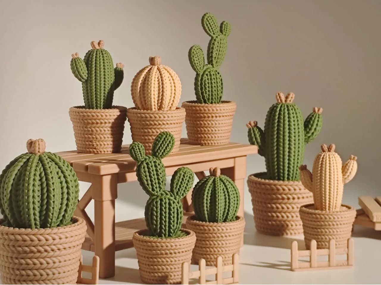 STL - Set de Figuras de Cactus Tejidos