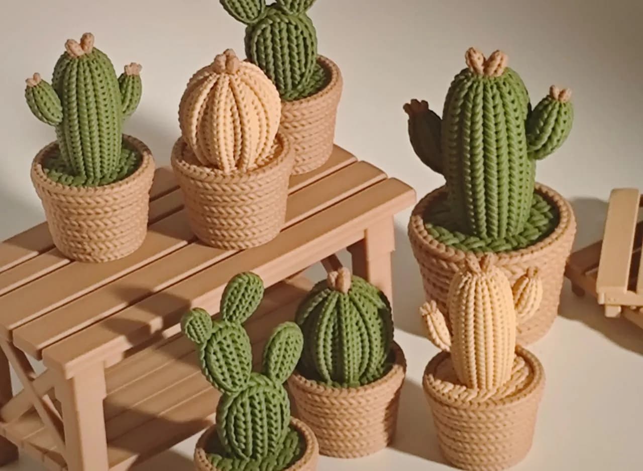 STL - Set de Figuras de Cactus Tejidos render 4