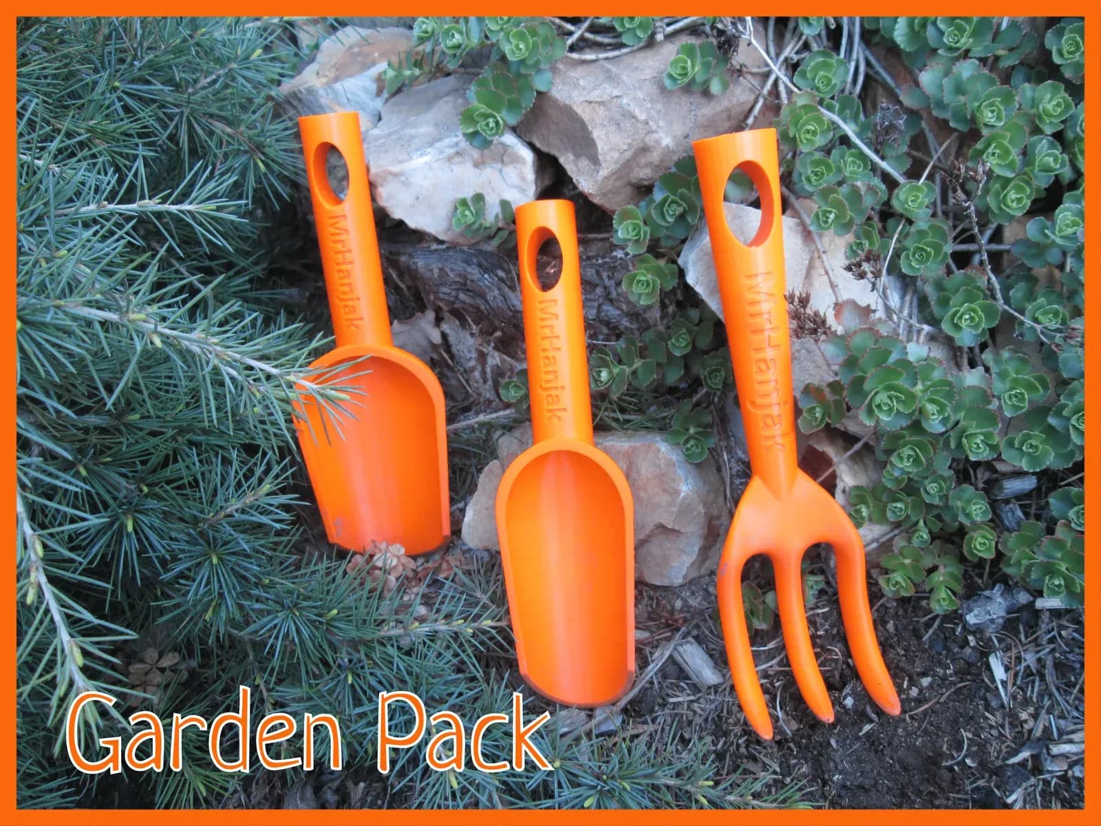 STL - Set de jardinería naranja render 2