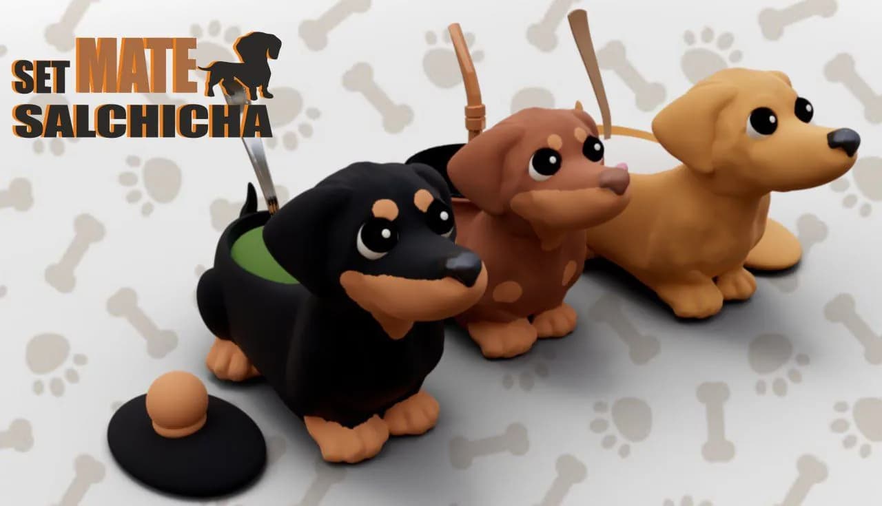 STL - Set de mates de perro salchicha
