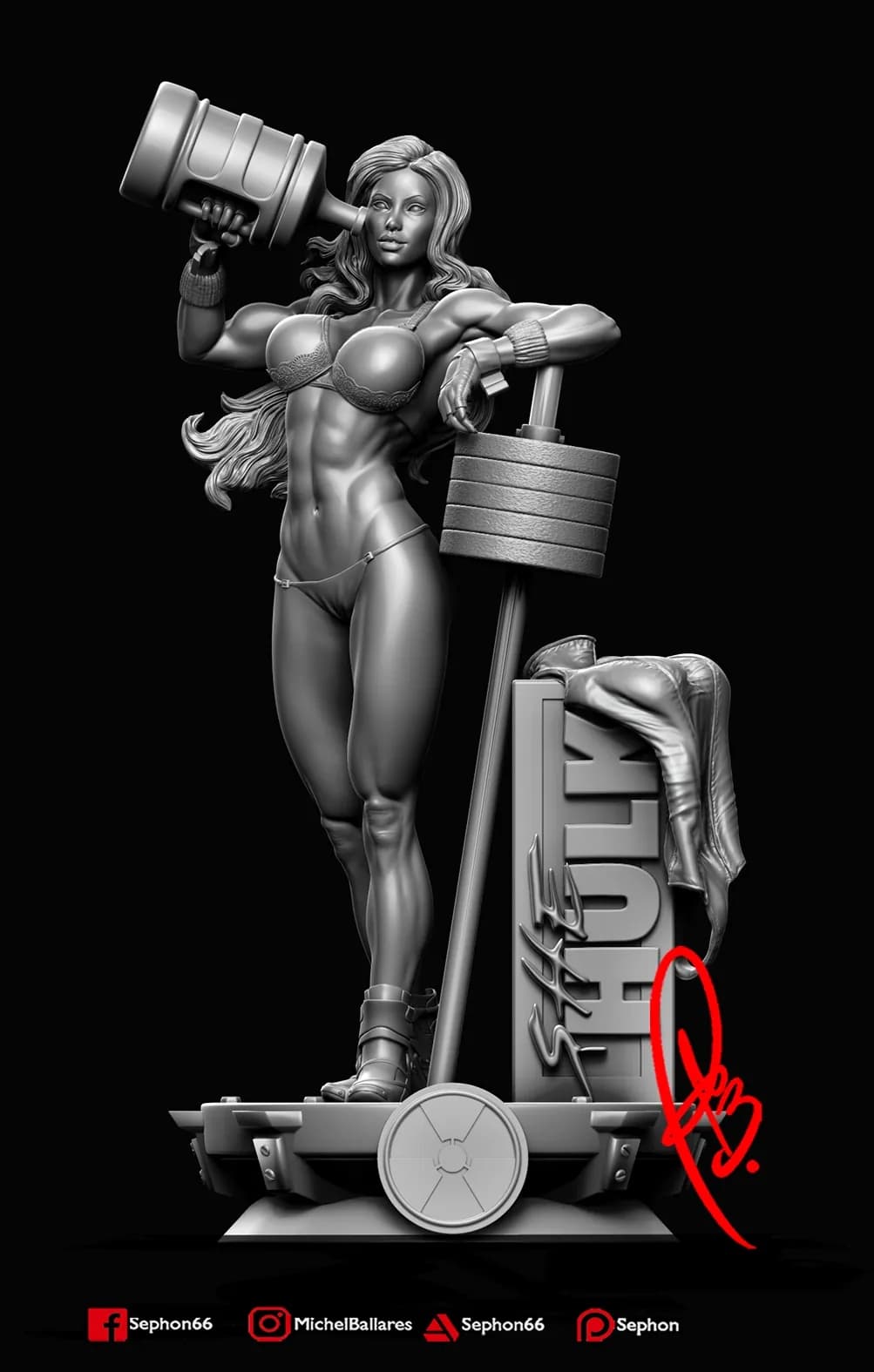 STL - She Hulk Entrenando