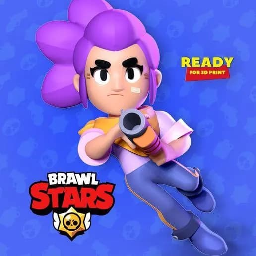 STL - shelly brawl stars fanart render 3