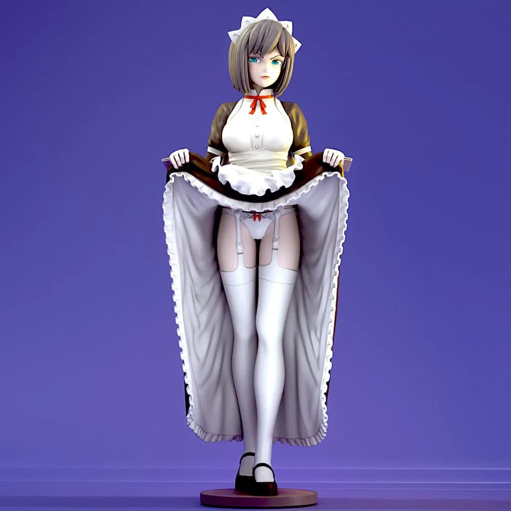 STL - Sirvienta con orejas de gato render 2