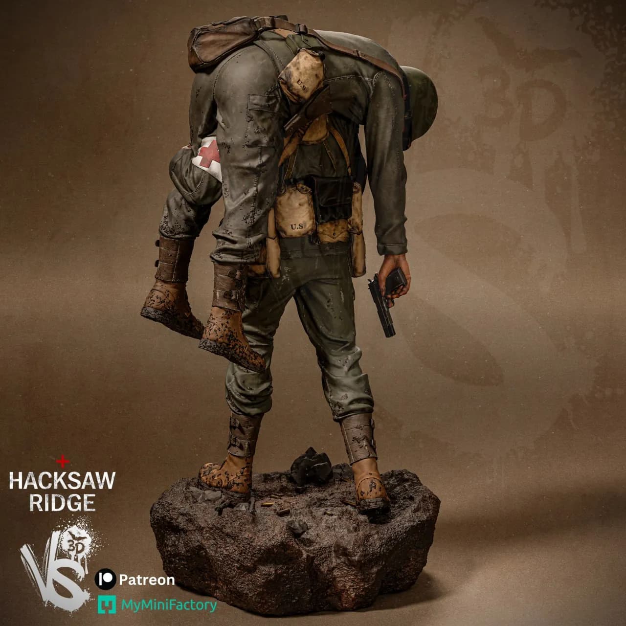 STL - Soldado de Hacksaw Ridge render 3