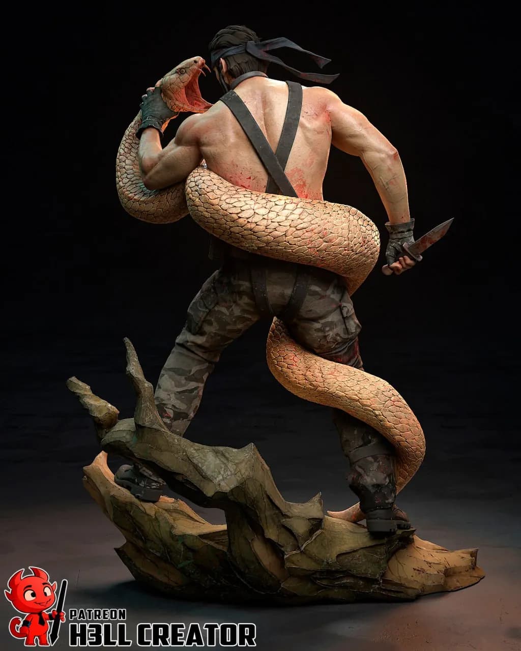 STL - Solid Snake con serpiente render 3