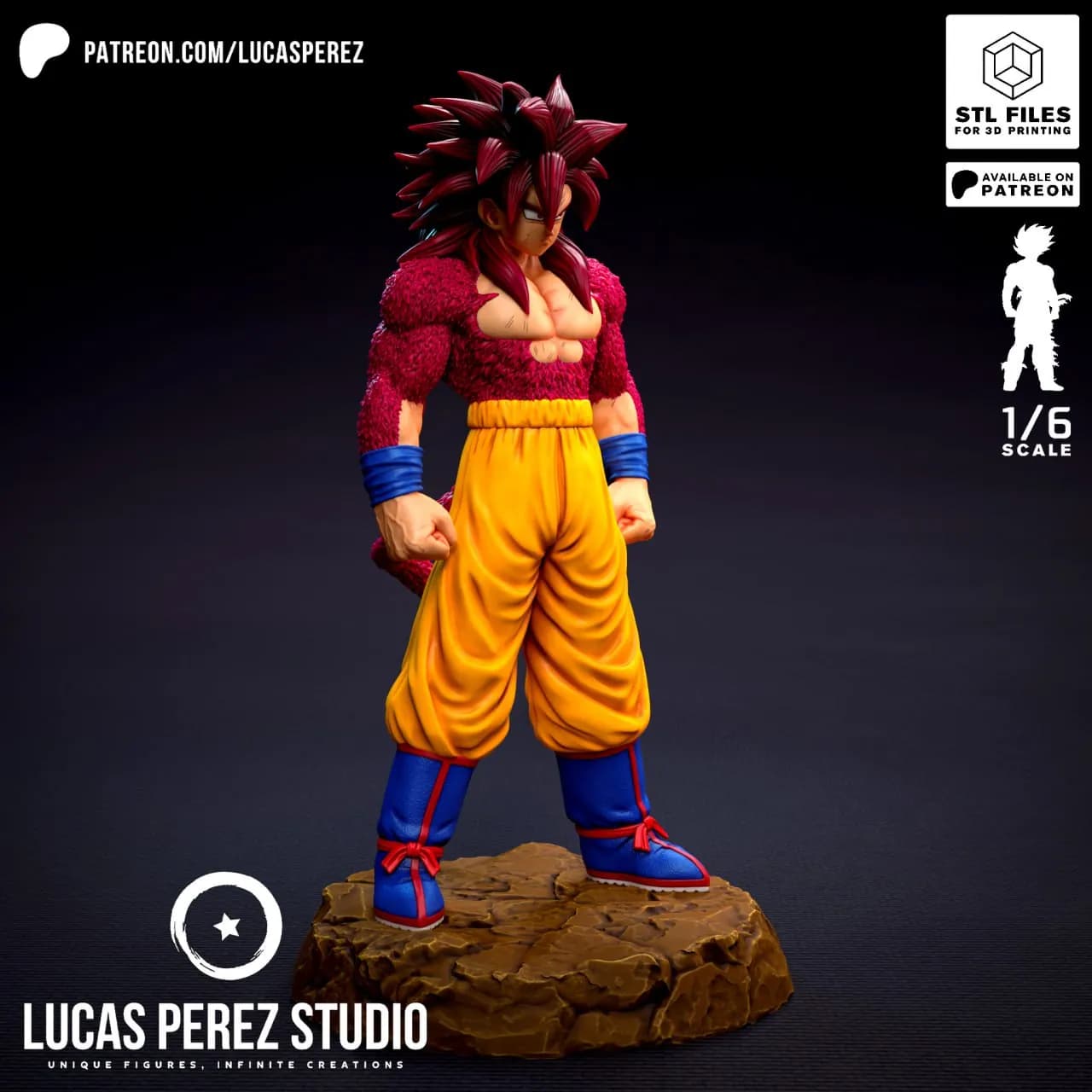 STL - Son Goku Super Saiyan 4 render 3