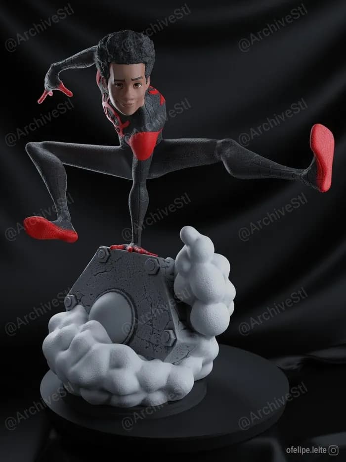 STL - spider man miles morales render 3