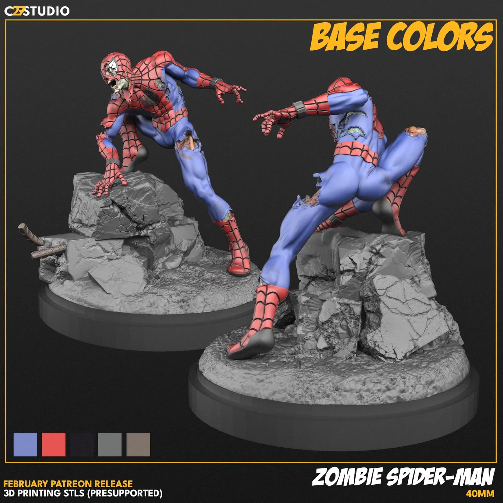 STL - Spider Man Zombie render 5