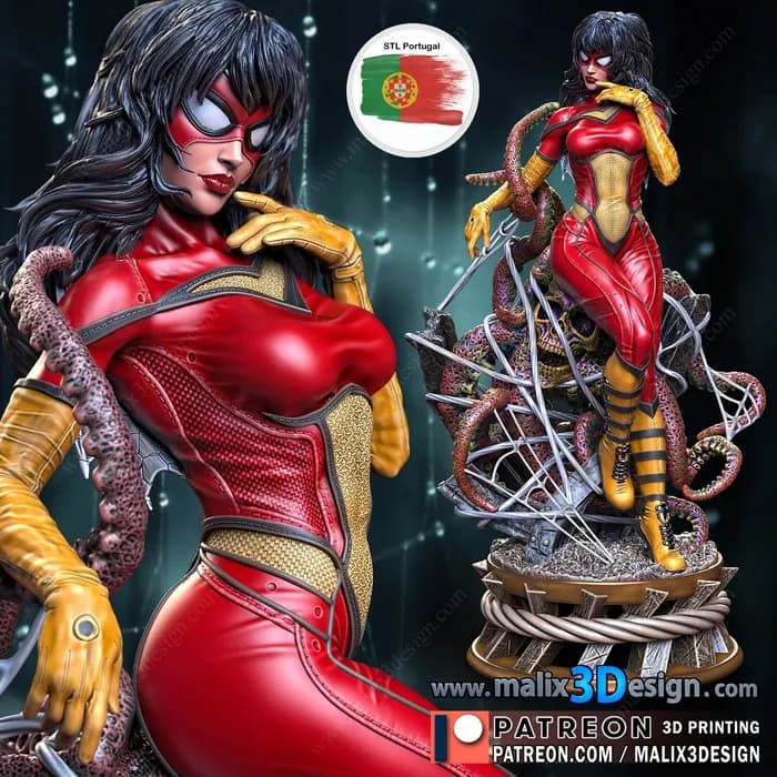 STL - Spider Woman figura 3D render 2