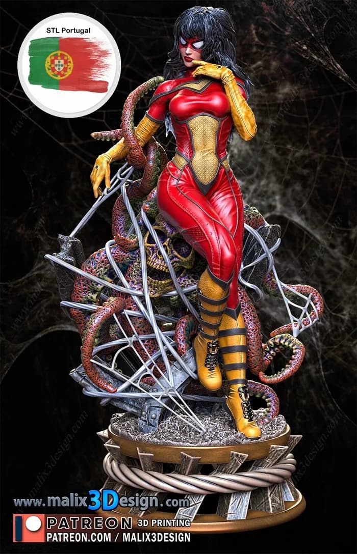 STL - Spider Woman figura 3D render 3