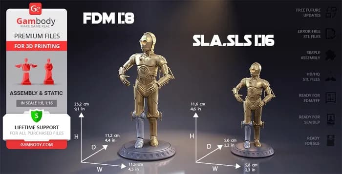 STL - star wars c 3po gambody render 3