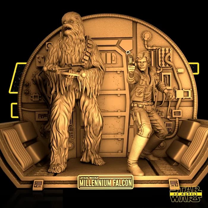 STL - star wars, han solo e chewbacca