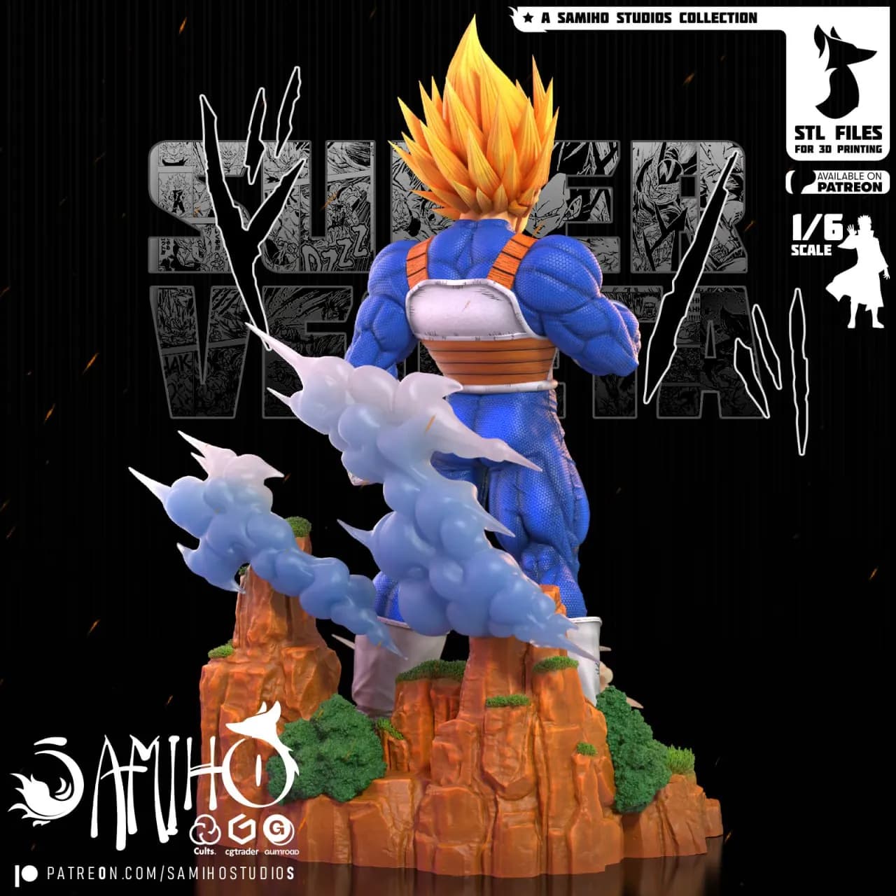 STL - Super Vegeta figura de accion render 2