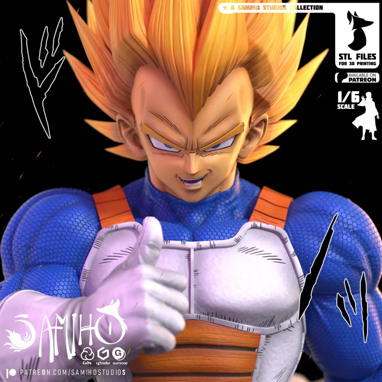STL - Super Vegeta figura de accion render 3