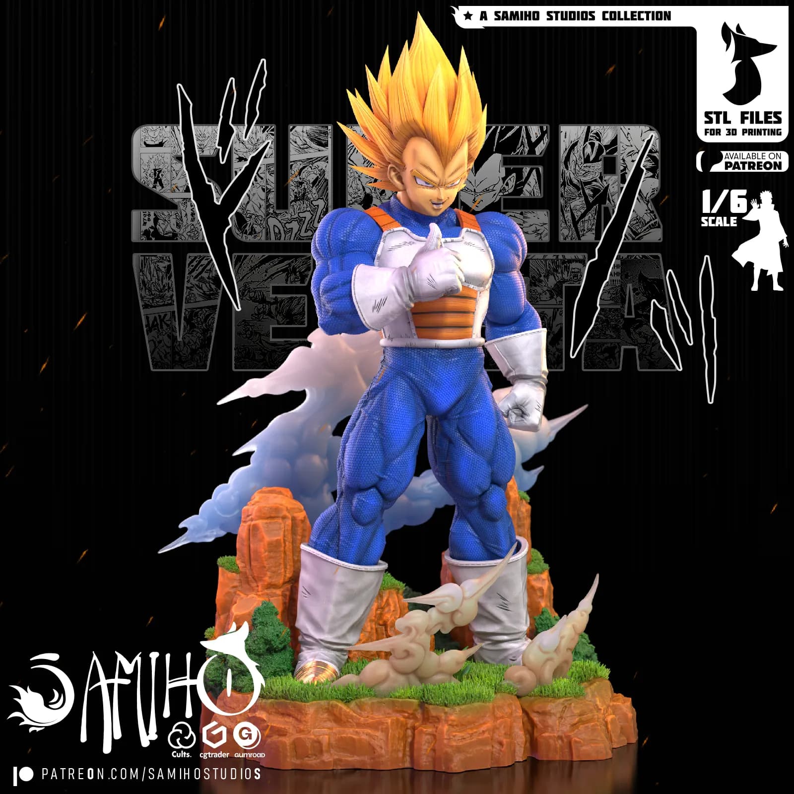 STL - Super Vegeta figura de accion render 5
