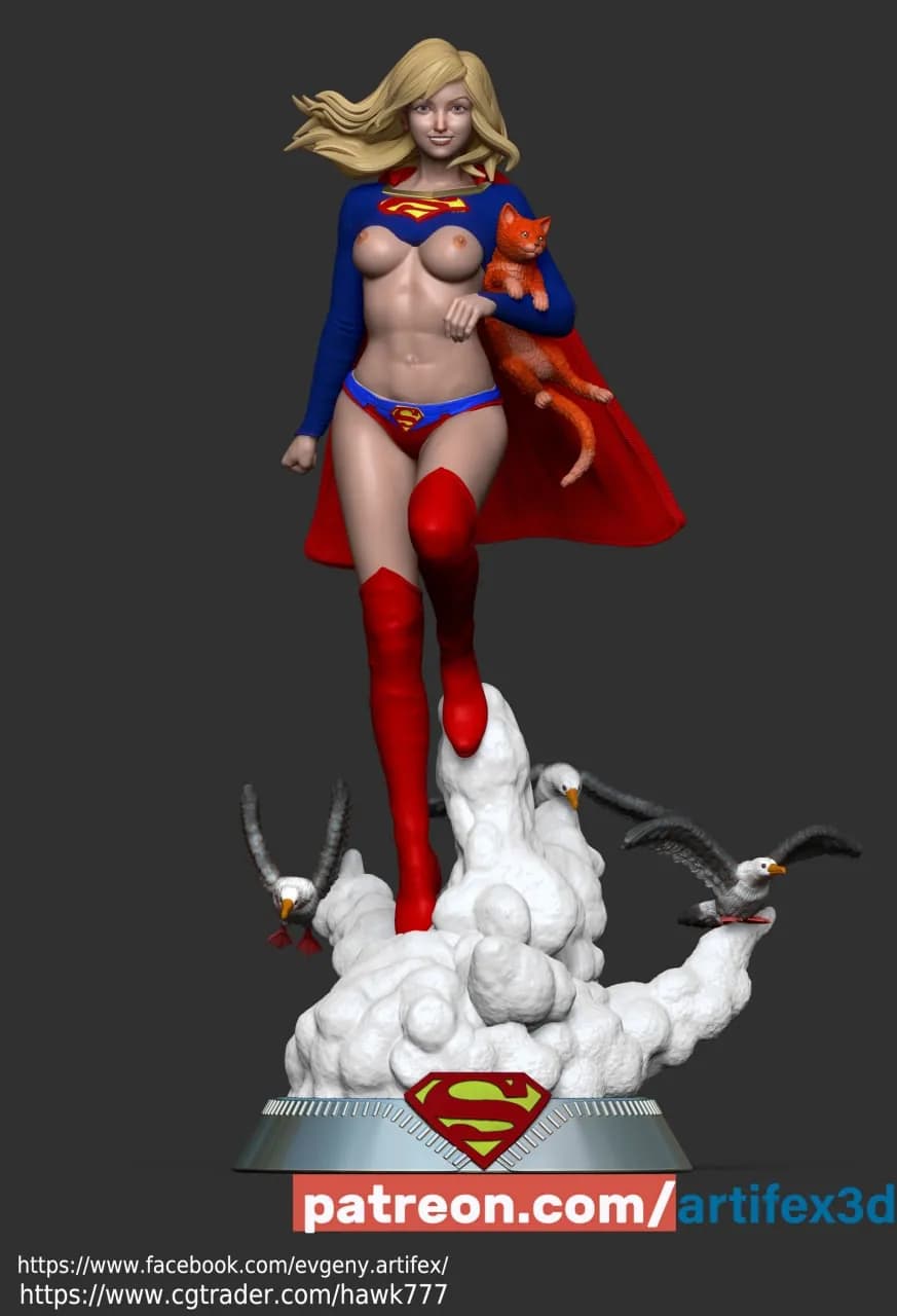 STL - Supergirl con gato