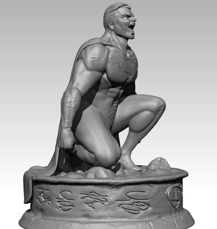 STL - Superman arrodillado render 5