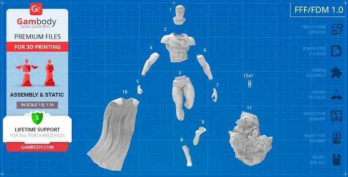 STL - superman classic fdm gambody render 4