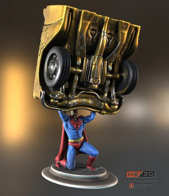 STL - Superman levantando un auto
