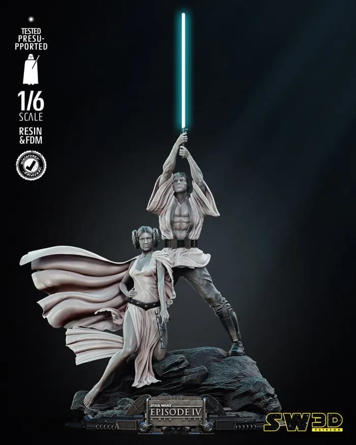 STL - sw3d diorama luke & leia