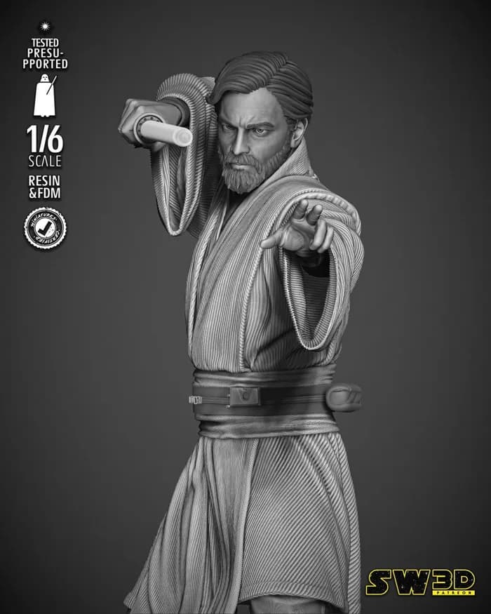 STL - sw3d obi wan kenobi sculpture x render 2