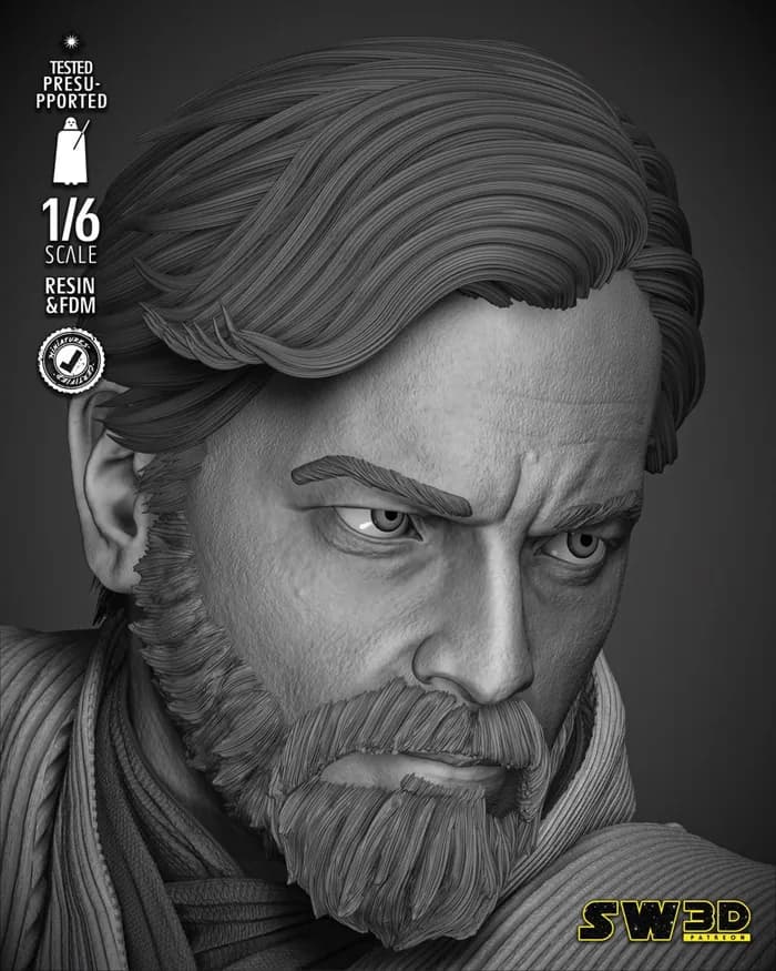 STL - sw3d obi wan kenobi sculpture x render 3