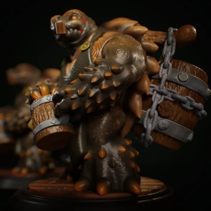 STL - Tabernero Tortuga con Barril render 3