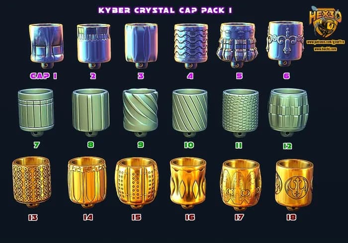 STL - Tapas de Kyber Crystal Pack I