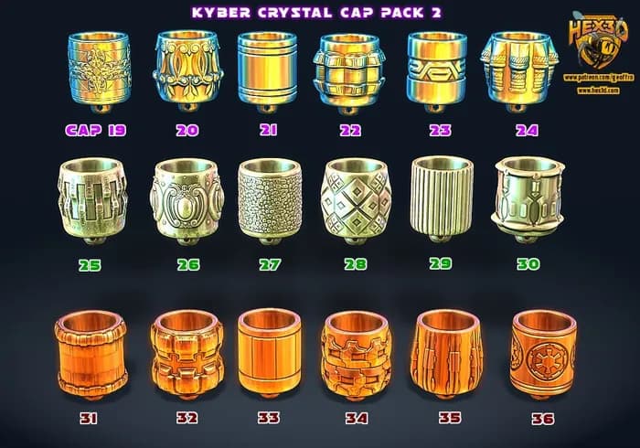STL - Tapas de Kyber Crystal Pack I render 2
