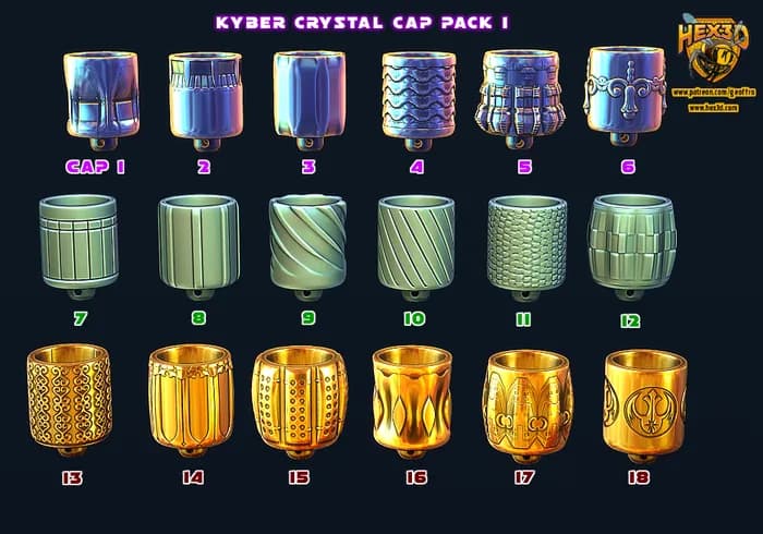 STL - Tapas de Kyber Crystal Pack I render 4