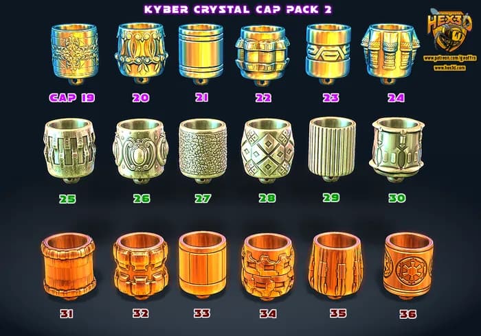STL - Tapas de Kyber Crystal Pack I render 5