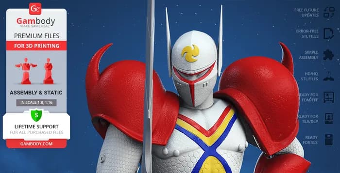 STL - Tekkaman Anime Figura render 2